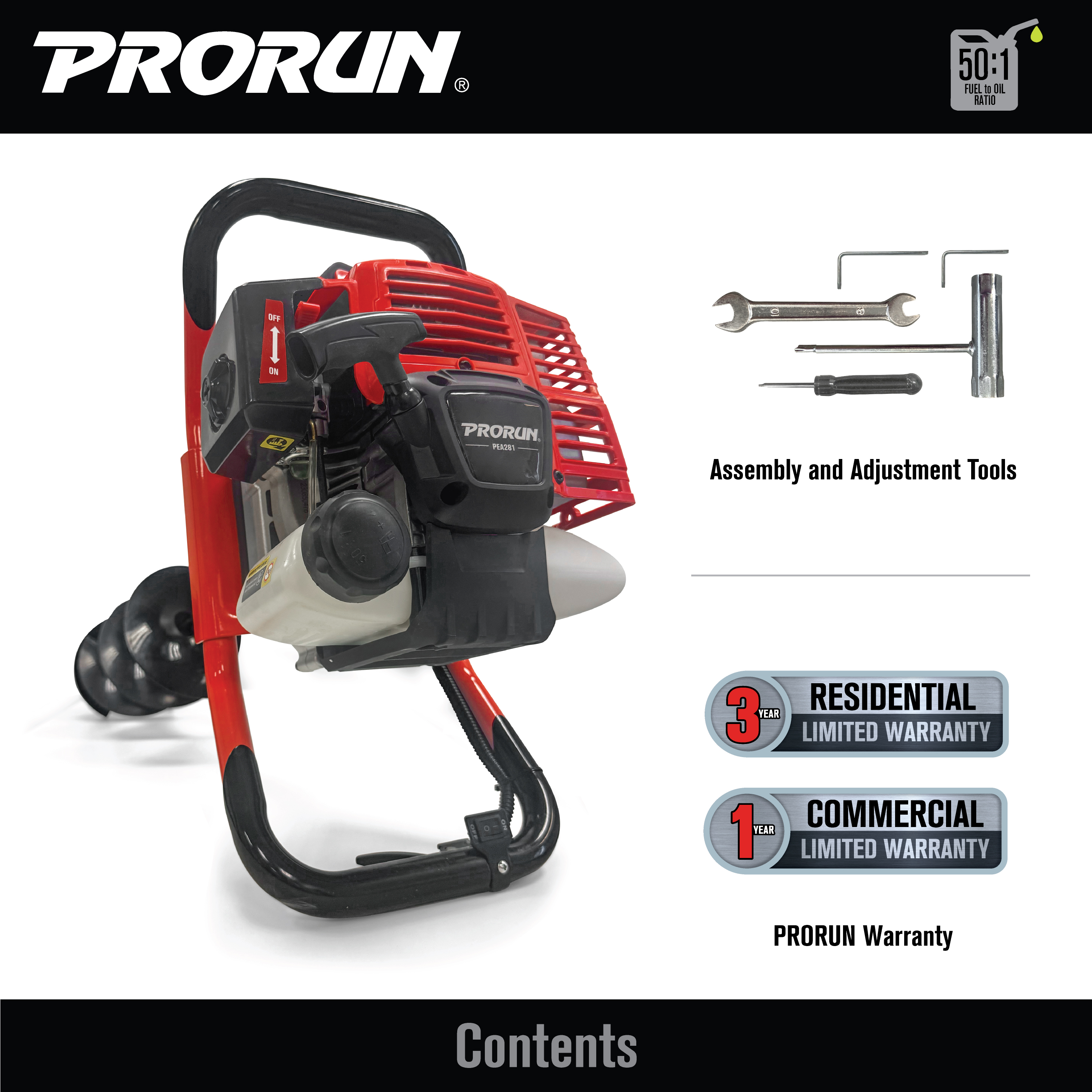 PEA281 - 51.7cc Gas Earth Auger with 8